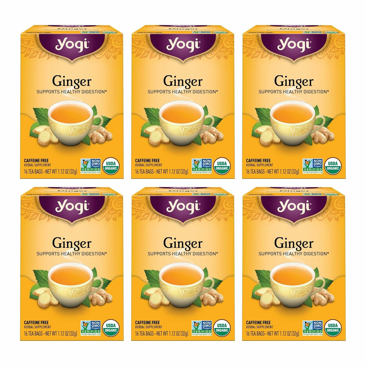 Yogi Ginger Tea, 16 Tea Bags (6 Pack)