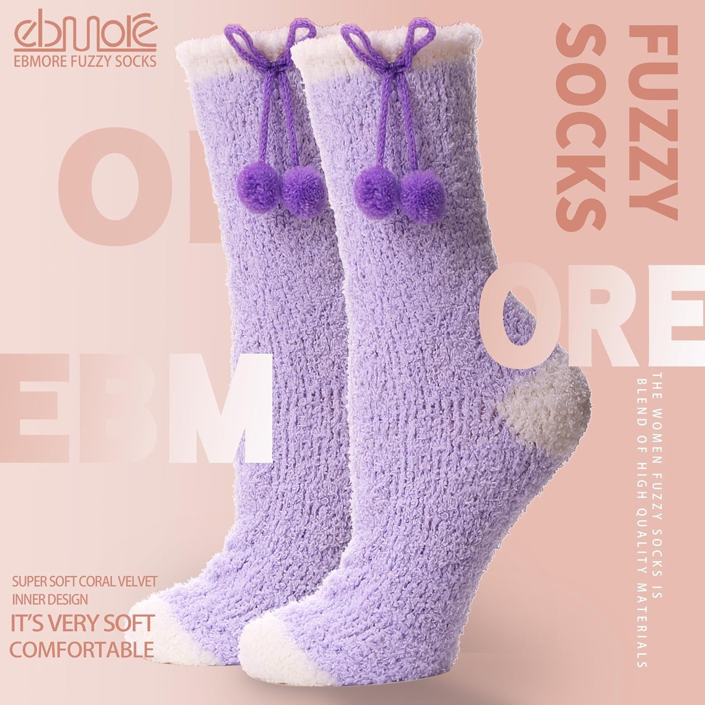 EBMORE Womens Fuzzy Socks Slipper Fluffy Cozy Comfy Cabin Plush Warm Winter Sleep Home Soft Socks