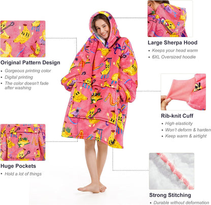 Narecte Cozy Oversized Blanket Hoodie Wearable Blanket Adults Soft Hooded Blanket Hoodie Birthday Gifts for Women Christmas - Colors B