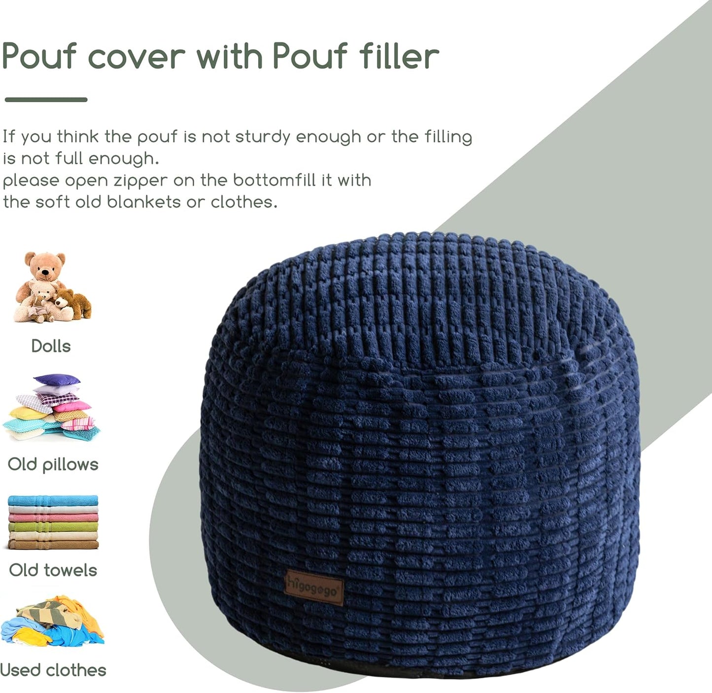 HIGOGOGO Pouf Ottoman Stuffed Round Modern Foam Filled Foot Rest Poufs for Living Room Chair Decorative 20 X 15 Inches Boho Relax Stool for Wedding Christmas Party, Beige