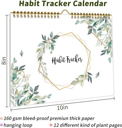 Habit Tracker Calendar Undated for Daily, Weekly & Monthly, 8" x 10" (Pink)
