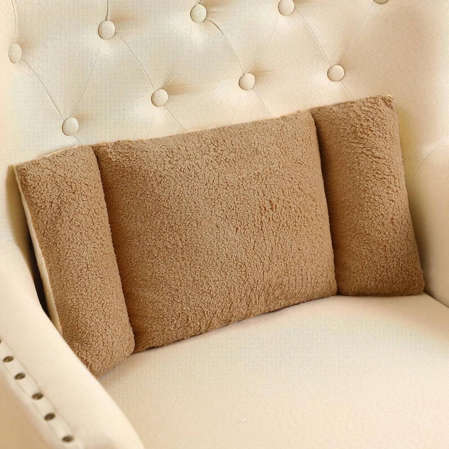 Queekay Fleece Lumbar Support Pillow 3 Section Back Pillow Office Chair for Back Support Comfortable Lumbar Cushion for Car Seat Pain Relief Sofa Rest(Gray)
