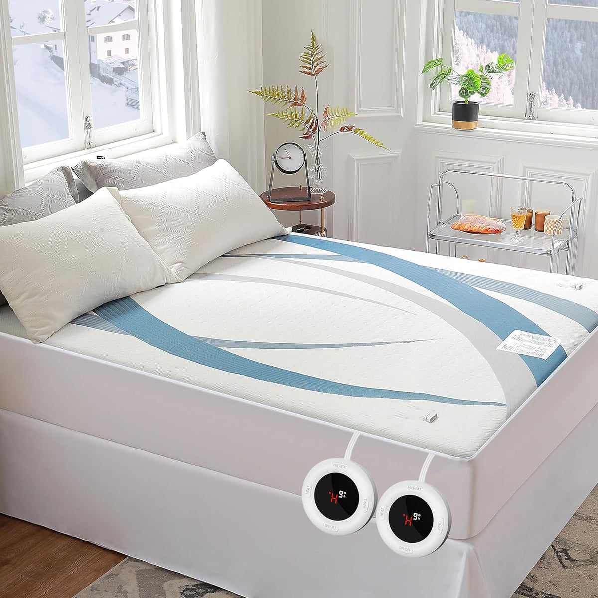 GOTCOZY Heated Mattress Pad Mini Twin Size-Heated Pad for Bed Warmer(White)
