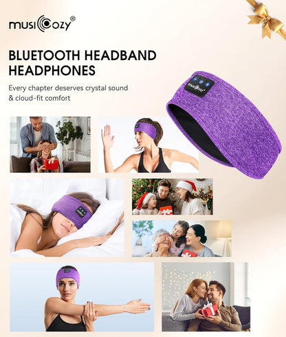MUSICOZY Sleep Headphones Bluetooth 5.4 Headband, Wireless Earphones Music Sleep Earbuds Sleeping Eye Mask with HD Stereo Speakers for Workout Running Travel Yoga, Ideal Gifts for Men Women Mom Dad