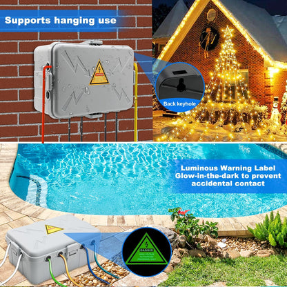 Hrensaw Large Outdoor Electrical Box Waterproof(12.5x8.5x5inch),IP54 Waterproof Outdoor Outlet Covers,Weatherproof Extension Cord Covers Protect Outlet,Plug,Timer,Power Strip,Holiday Light,Black