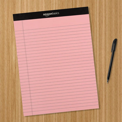 Amazon Basics Wide Ruled Lined Writing Note Pads for Office Supplies, 8.5" x 11.75", White, 12-Pack of 50 Perforated Sheets