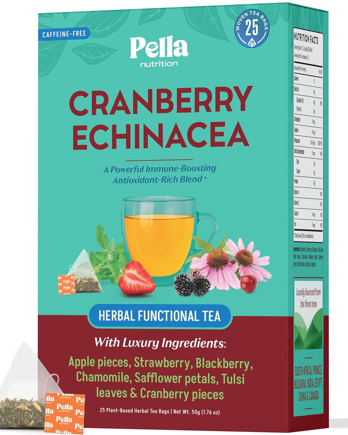 Pella Nutrition Cranberry Echinacea Herbal Functional Tea - 25 Teabags