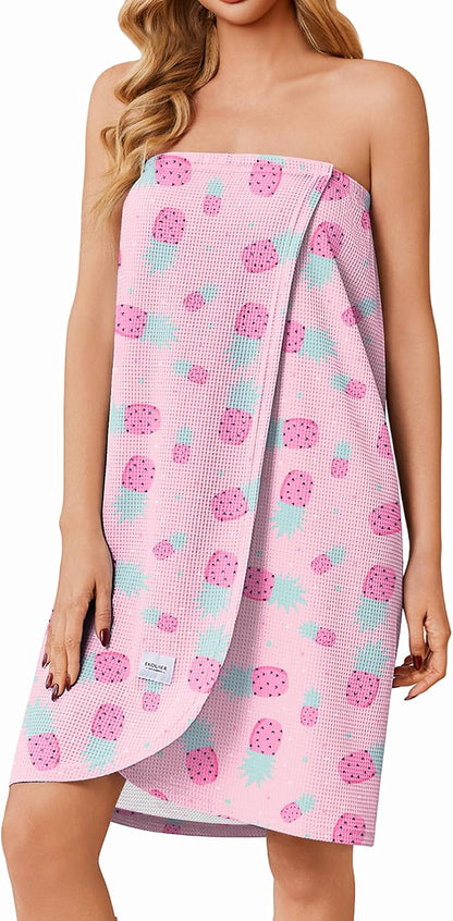 Ekouaer Waffle Robes Towel Wrap for Women Bath Wrap Lightweight Spa Robe