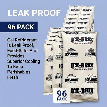 ICE-BRIX Reusable Gel Ice Packs for Shipping, 5 x 2.75 x 0.75 in, 3 oz White (96 Pack) - Compact Cold Packs for GLP-1 Medication Mailers, Lunch Boxes, Small Coolers, Frozen Food & Perishables