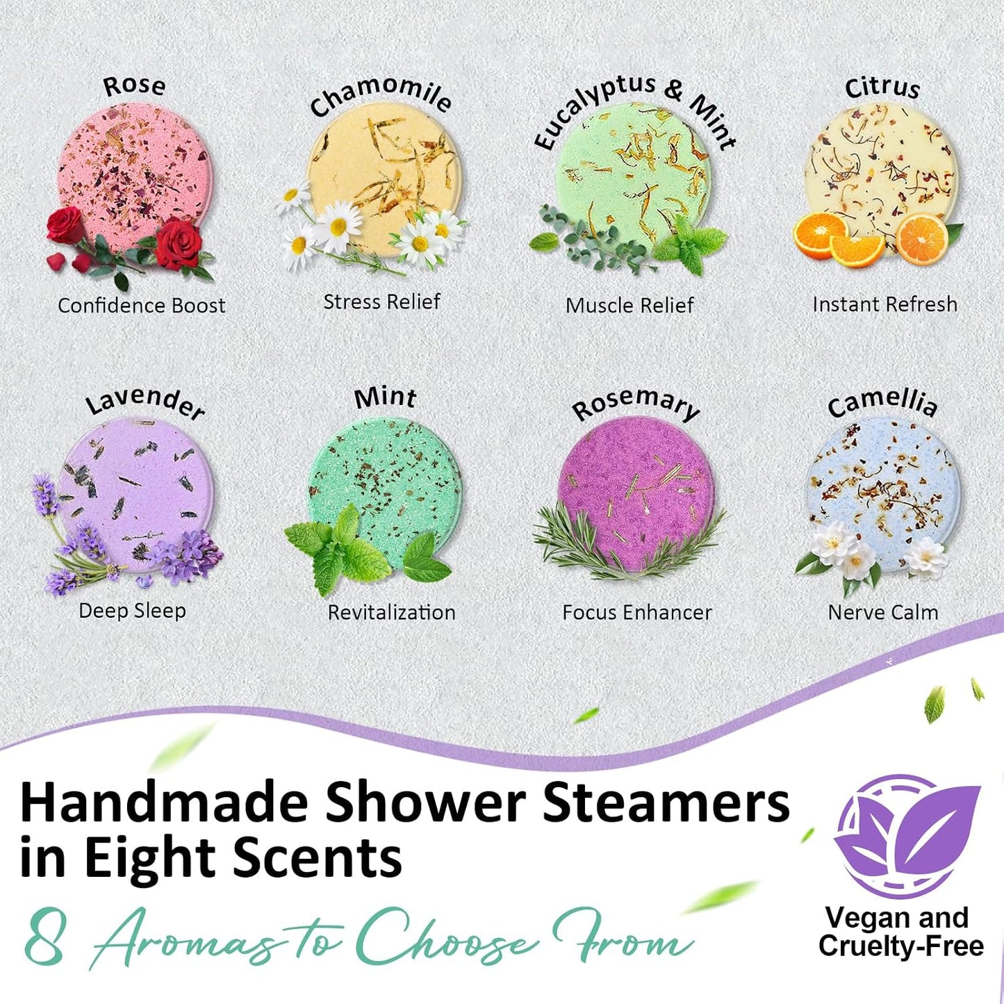 Shower Steamers Aromatherapy Birthday Gifts for Women - 8 Pack Shower Bombs with Natural Essential Oils, Self Care Relaxation Home Spa, Basket Stuffers White Elephant Gifts for Women Mom Wife Teens