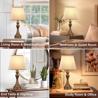 Seealle Touch Lamps for Nightstand - Bedside Lamps Set of 2, 3 Way Dimmable, USB C+A for Bedroom & End Tables (LED Bulbs Included)