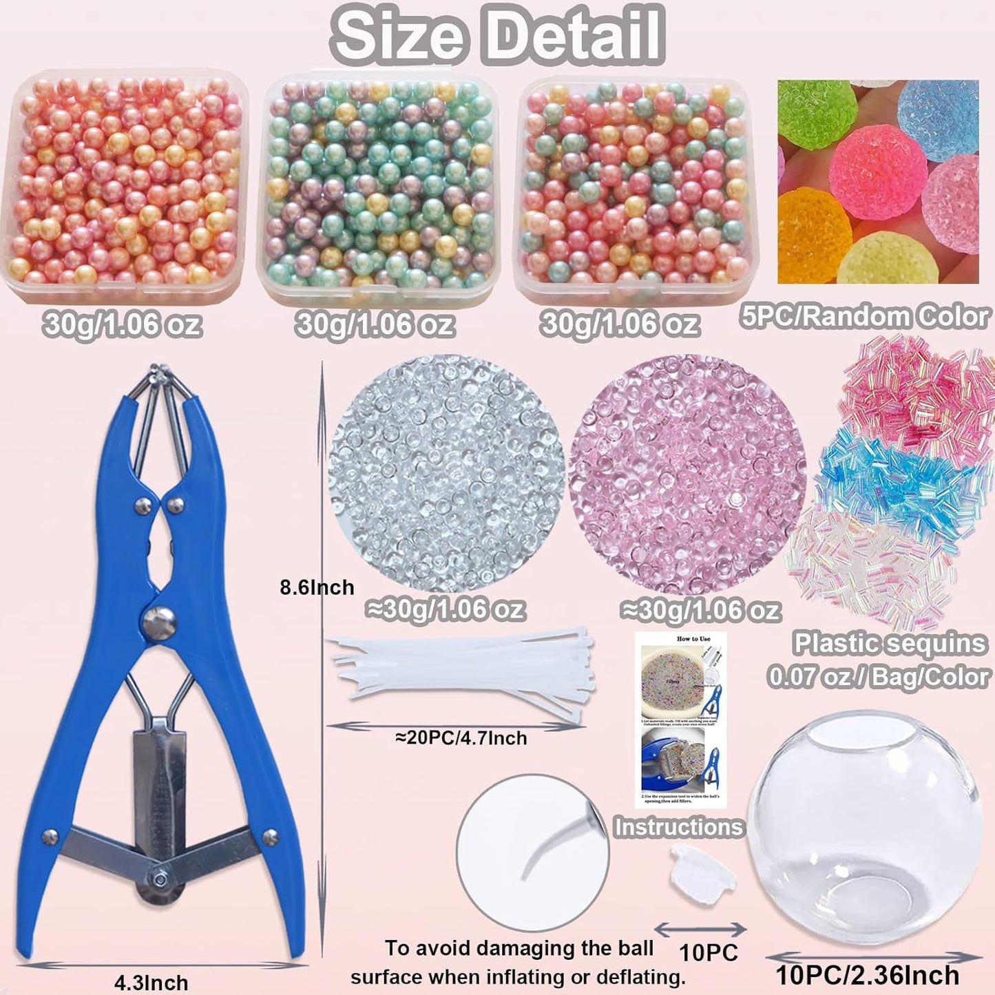 DIY Stress Ball Making Kit with Filler-15PCS Stress Ball Making Kit Stress Balls, Transparent Blank Skins with Air Pump & Expander Tool for Pressure Squishy Balls for Adult (15PC, Style A)