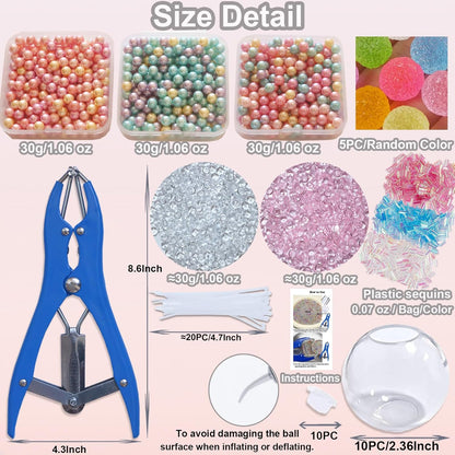 DIY Stress Ball Making Kit with Filler-15PCS Stress Ball Making Kit Stress Balls, Transparent Blank Skins with Air Pump & Expander Tool for Pressure Squishy Balls for Adult (15PC, Style A)