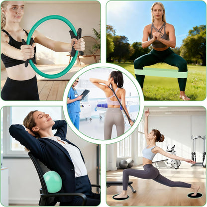 Hoedia Pilates Kit for Women, Pilates Equipment Ring and Ball Set with Resistance Bands, Yoga Strap, Core Sliders, Socks, Bag & Guide for Starter Home Workout Fitness Gym Essentials
