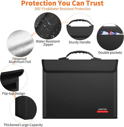 Hontom 6400℉ Fireproof Document Bag with 2 Pockets