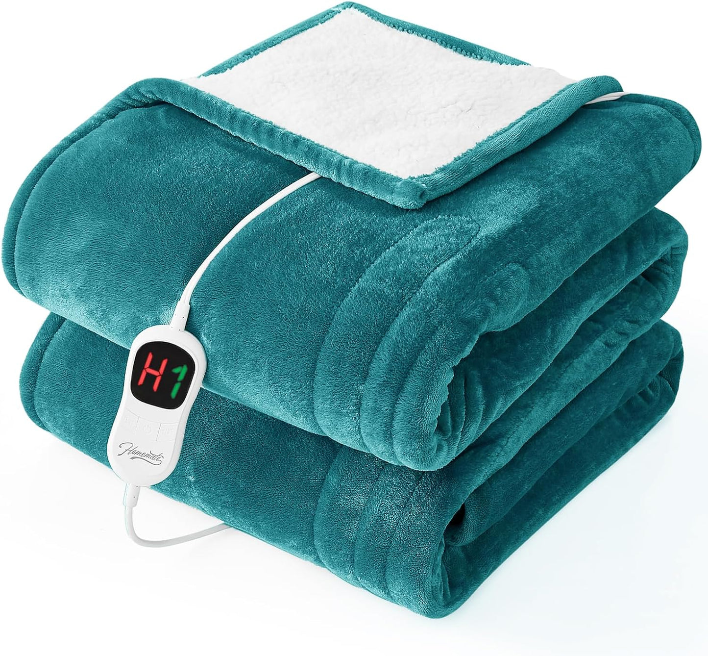 Homemate Electric Heated Blanket Twin - 62"x84" Heating Bed Blankets Throw with 10 Heating Levels 8 Hours Auto Off Fast Heating Over-Heated Protection Ultra Soft Warm Flannel ETL Certified Grey - Colors A