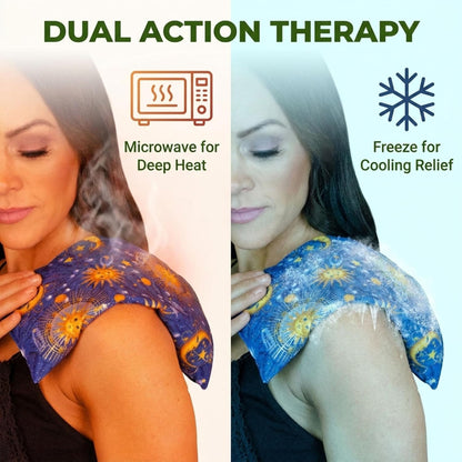 Nature's Approach Basic Herb Pack Rice Heating Pad Microwavable Reusable Heat Pack with Herbal Aromatherapy Fill, Freezer and Microwave Safe for Hot and Cold Therapy, Celestial Indigo