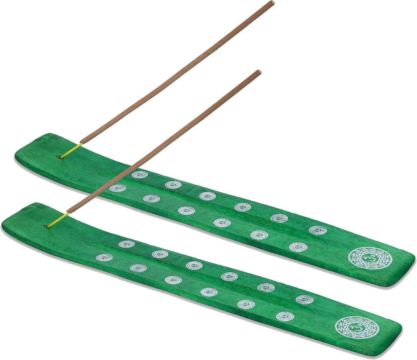 Bless-International Traditional-Handmade-Burner Wooden-Incense-Stick-Holder Ash-Catcher-Stand for-Aromatherapy-Meditation-Yoga (Incense Holder 10 inch(2 pcs))