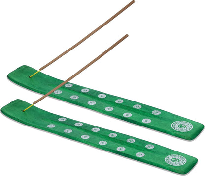 Bless-International Traditional-Handmade-Burner Wooden-Incense-Stick-Holder Ash-Catcher-Stand for-Aromatherapy-Meditation-Yoga (Incense Holder 10 inch(2 pcs))
