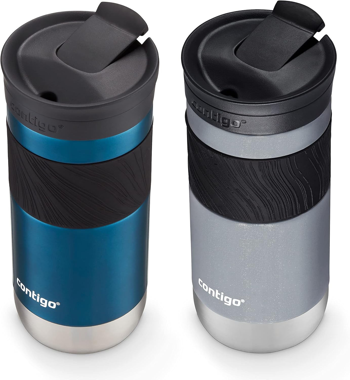 Contigo SNAPSEAL Insulated Stainless Steel Travel Mug with Grip 20oz. Blue Corn Transparent Satin & Midnight Berry