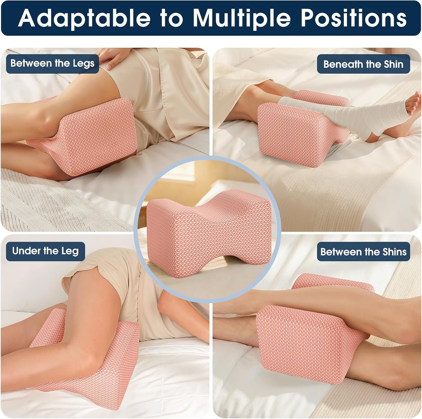 BlissTrends Memory Foam Knee Pillow, Knee Pillow for Side Sleepers, Leg Pillows for Sleeping Blood Circulation, Elevation Pillow for Spine Aligning, Sciatica, Back, Hip, Knee, Ankle Pain, Grey