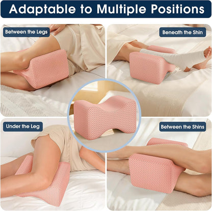 BlissTrends Memory Foam Knee Pillow, Knee Pillow for Side Sleepers, Leg Pillows for Sleeping Blood Circulation, Elevation Pillow for Spine Aligning, Sciatica, Back, Hip, Knee, Ankle Pain, Grey