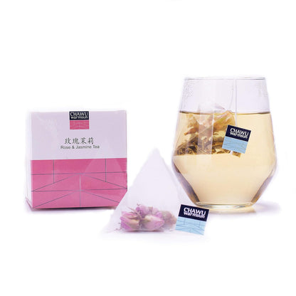 ChaWuWarmSun Rose and Jasmine Green Tea Bags, 16 Count, 8 Bags/Box Pack of 2