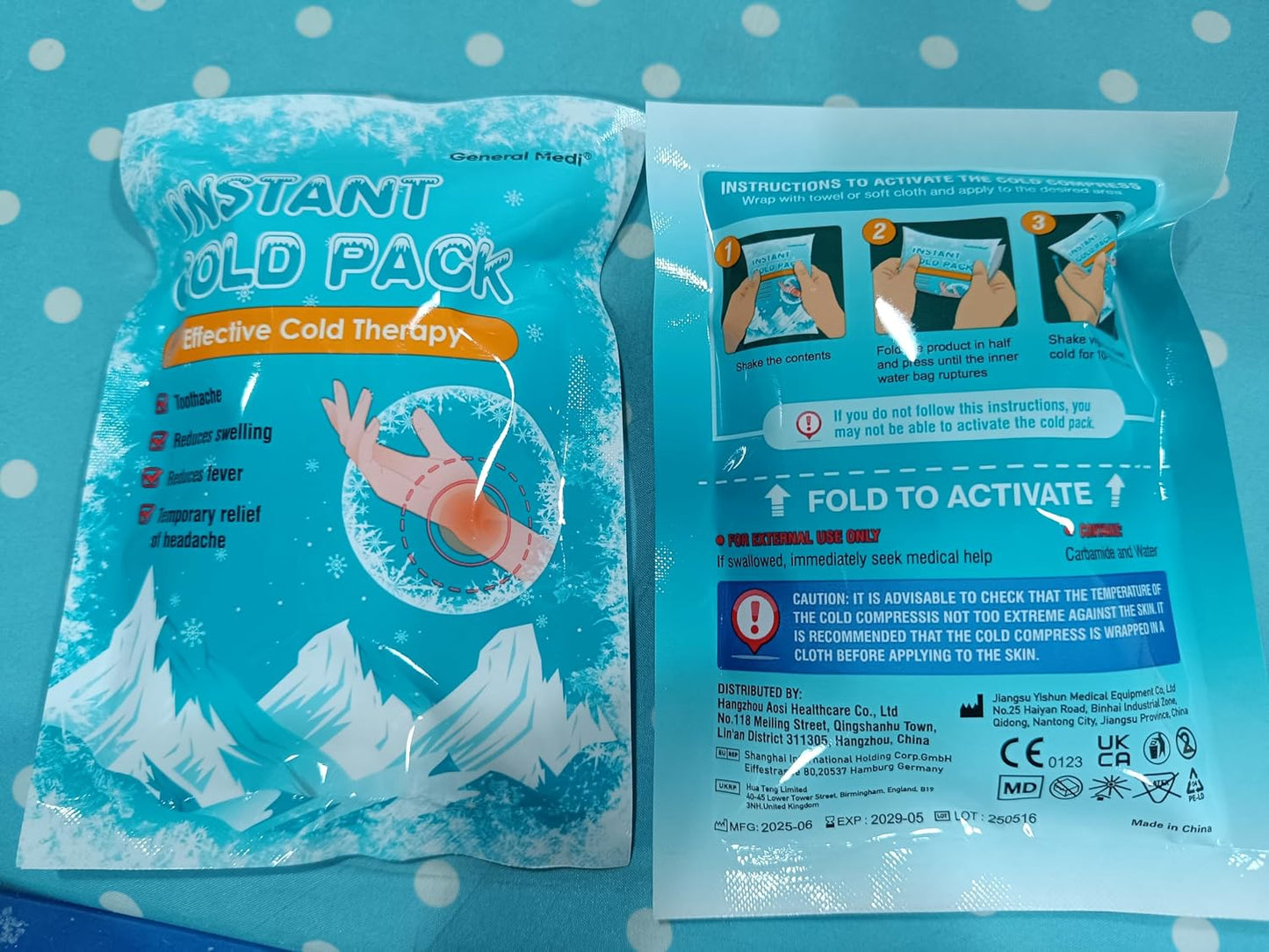 General Medi Instant Ice Cold Pack (4”x 5.5”) – 8 Packs Disposable Cold Therapy Ice Packs for Pain Relief, Swelling, Inflammation, Sprains, Toothache – for Athletes & Outdoor Activities