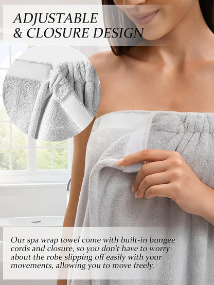 Towel Wrap For Women After Shower，Plush Bath Robe Female，Sauna Spa Wrap Around Towels With Pockets