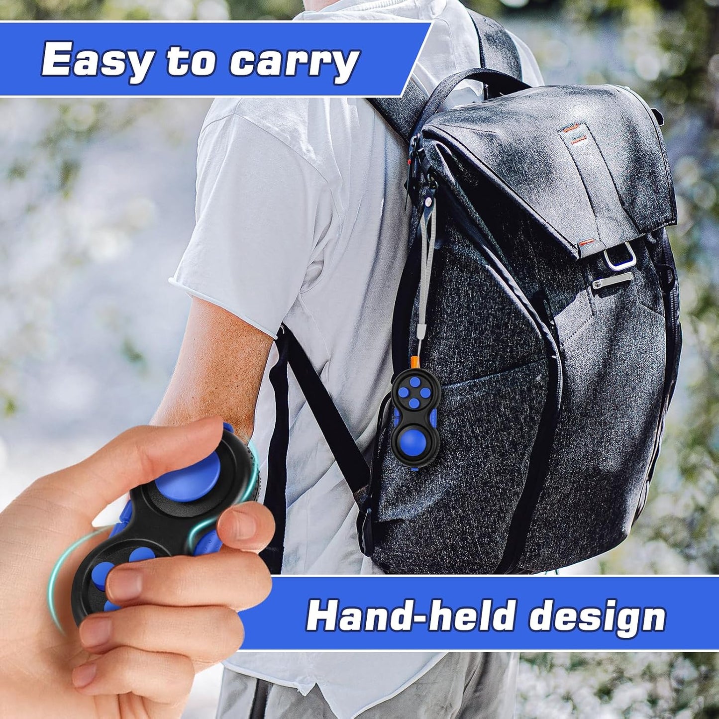 Original Fidget Toy Game, Rubberized Classical Controller Fidget Concentration Toy with 8-Fidget Functions and Lanyard - Excellent for Relieving Stress and Anxiety
