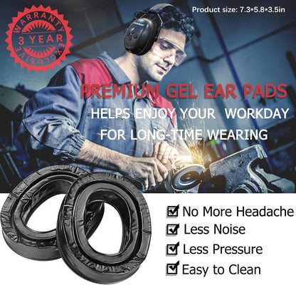 PROHEAR 037 Bluetooth 6.0 Hearing Protection Headphones with Rechargeable 1500mAh Battery, 30dB SNR Safety Noise Reduction Ear Muffs 120H Playtime for Mowing, Workshops, Snowblowing - Black