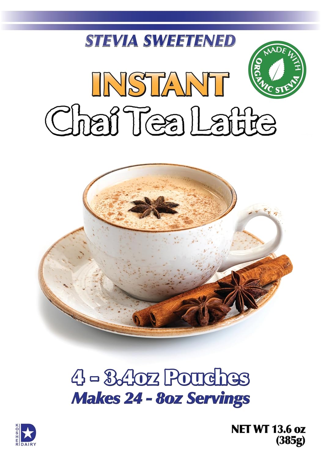 Gramzero Premium Chai Latte Powder Mix | Best Chai Drink Mix | No Sugar Added | Kosher | Stevia Sweetened | 20 Single Serve Packets | Each Packet Makes 8fl Oz Rich and Delicious Instant Chai Tea Latte