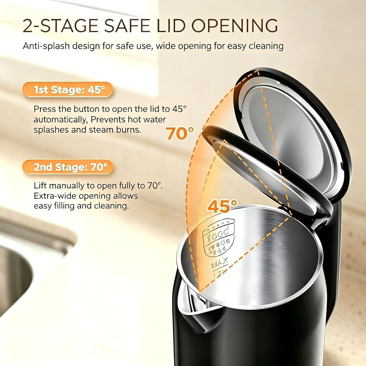 Electric Kettle, 1.7L 1500W, 5 Temp Presets, Dual Mode 8H Keep Warm, Double Wall Cool Touch, 100% Food Grade Stainless Steel Interior, Mute & Smart Memory for Tea, Coffee & Baby Formula