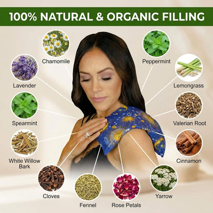Nature's Approach Basic Herb Pack Rice Heating Pad Microwavable Reusable Heat Pack with Herbal Aromatherapy Fill, Freezer and Microwave Safe for Hot and Cold Therapy, Celestial Indigo