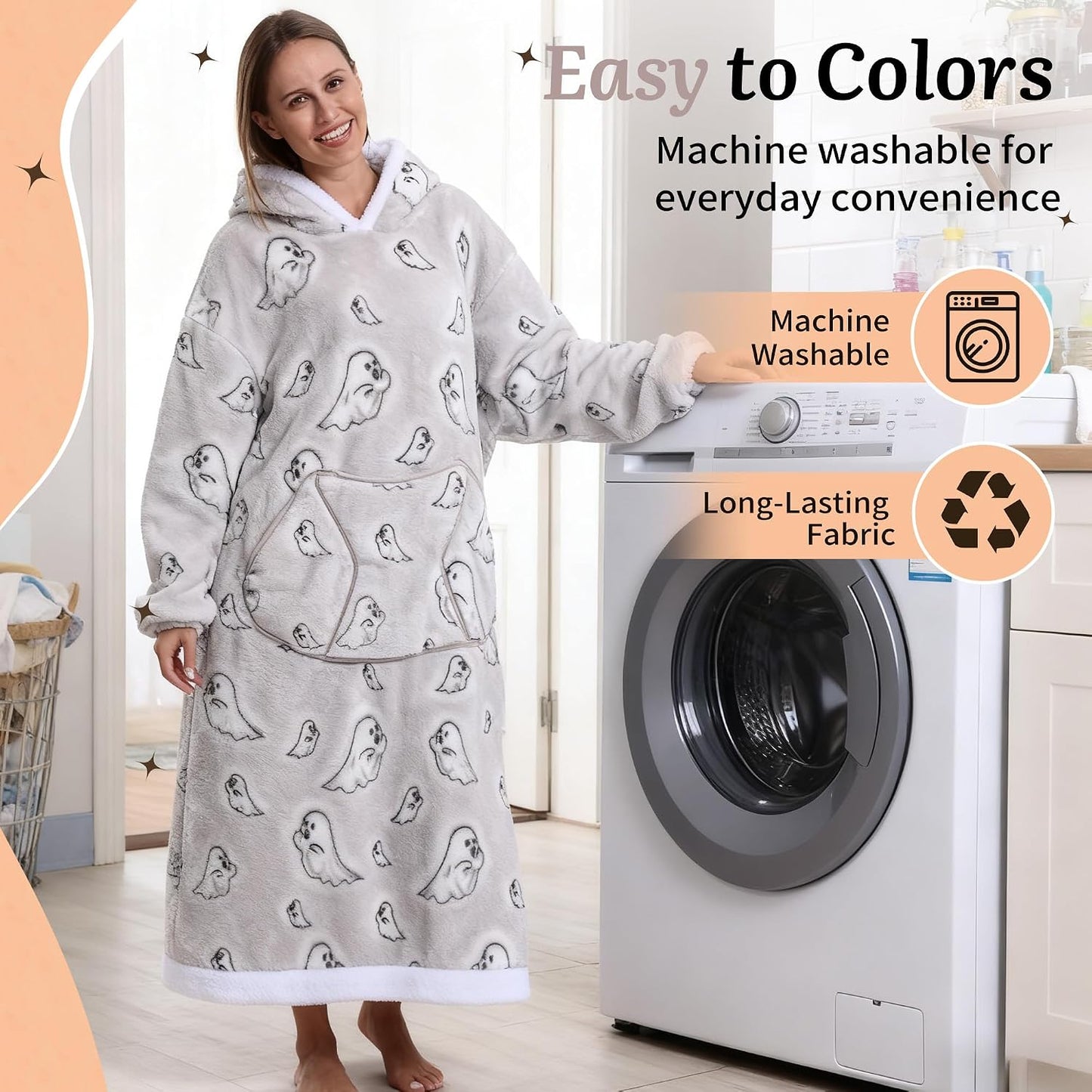 Capecage Blanket Hoodie, Long Hooded Blanket Sweatshirt as Birthday Gifts for Women Men, Long Wearable Blanket for Women Men.