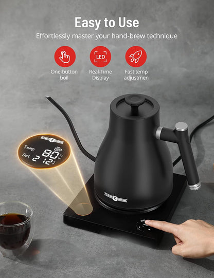 1.7L Electric Glass Kettle with Variable Temperature Control, 1500W Fast Heating Water Boiler, 13 Temperature Presets, Keep Warm Function, Auto Shut-Off Safety Protection, LED Touch Panel, 120V