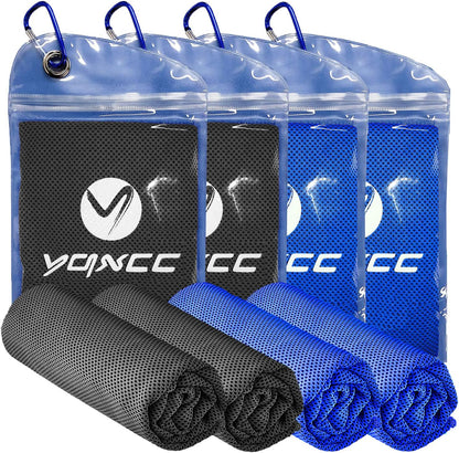 YQXCC 4 Pack Cooling Towels (47"x12"), Ice Cool Neck Towel, Soft Breathable Microfiber for Yoga, Golf, Gym, Running, Camping & Hot Weather