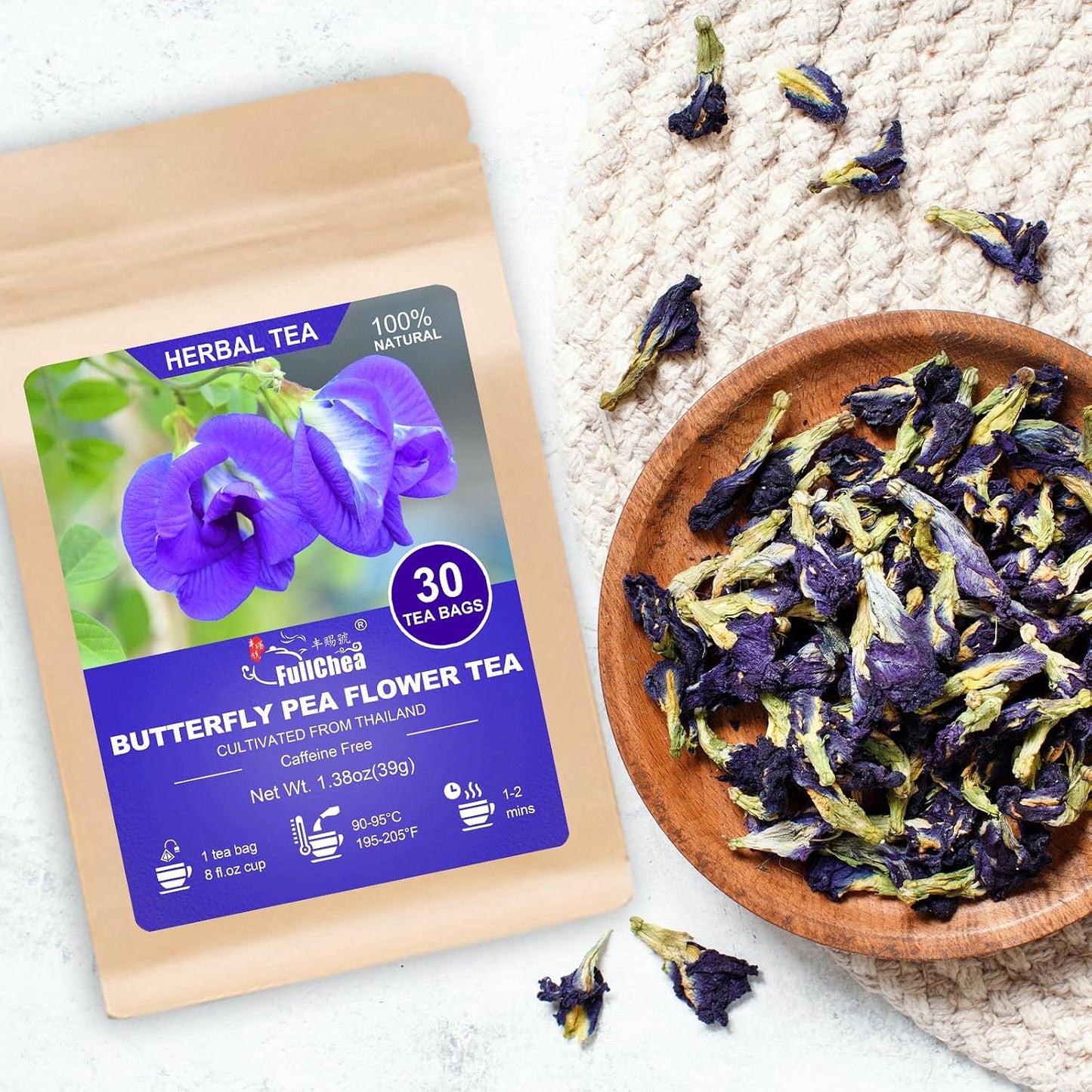 FullChea - Hibiscus Tea Bags, 50 Teabags, 2g/bag - Premium Hibiscus Flower Tea Bag - Cultivated From Nigeria - Non-GMO - Caffeine-free - Rich in Antioxidants & Support Digestion