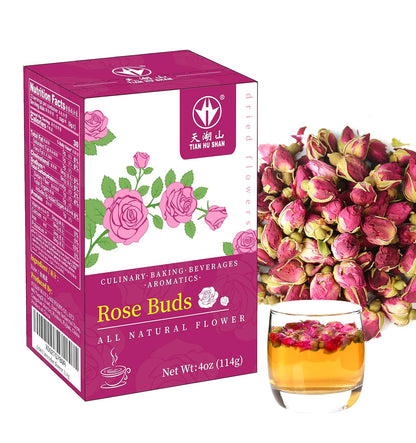 TIAN HU SHAN Rose Tea Premium Dried Rose Buds Loose Leaf Caffeine free 4oz