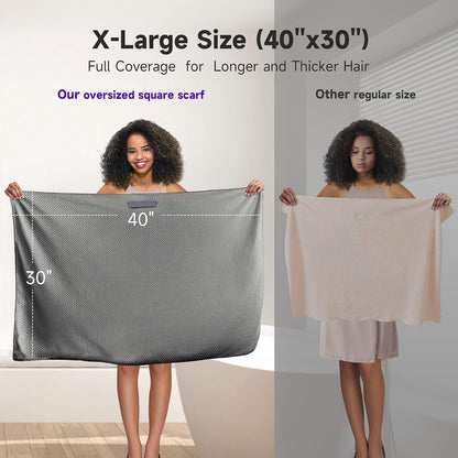 Umisleep Extra Large Microfiber Hair Towel for Women Long, Curly, Thick Hair, Super Soft Anti Frizz Quick Dry Hair Towel Wrap, Ultra Absorbent Hair Turban with Elastic Band White