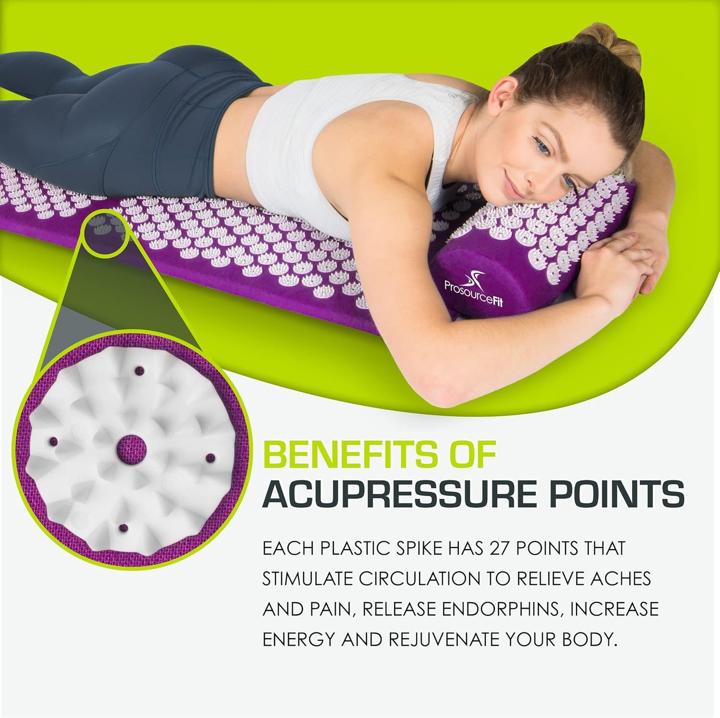 ProsourceFit Acupressure Mat and Pillow Set for Back/Neck Pain Relief and Muscle Relaxation