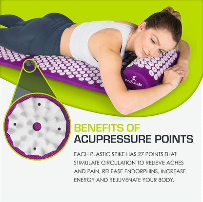 ProsourceFit Acupressure Mat and Pillow Set for Back/Neck Pain Relief and Muscle Relaxation