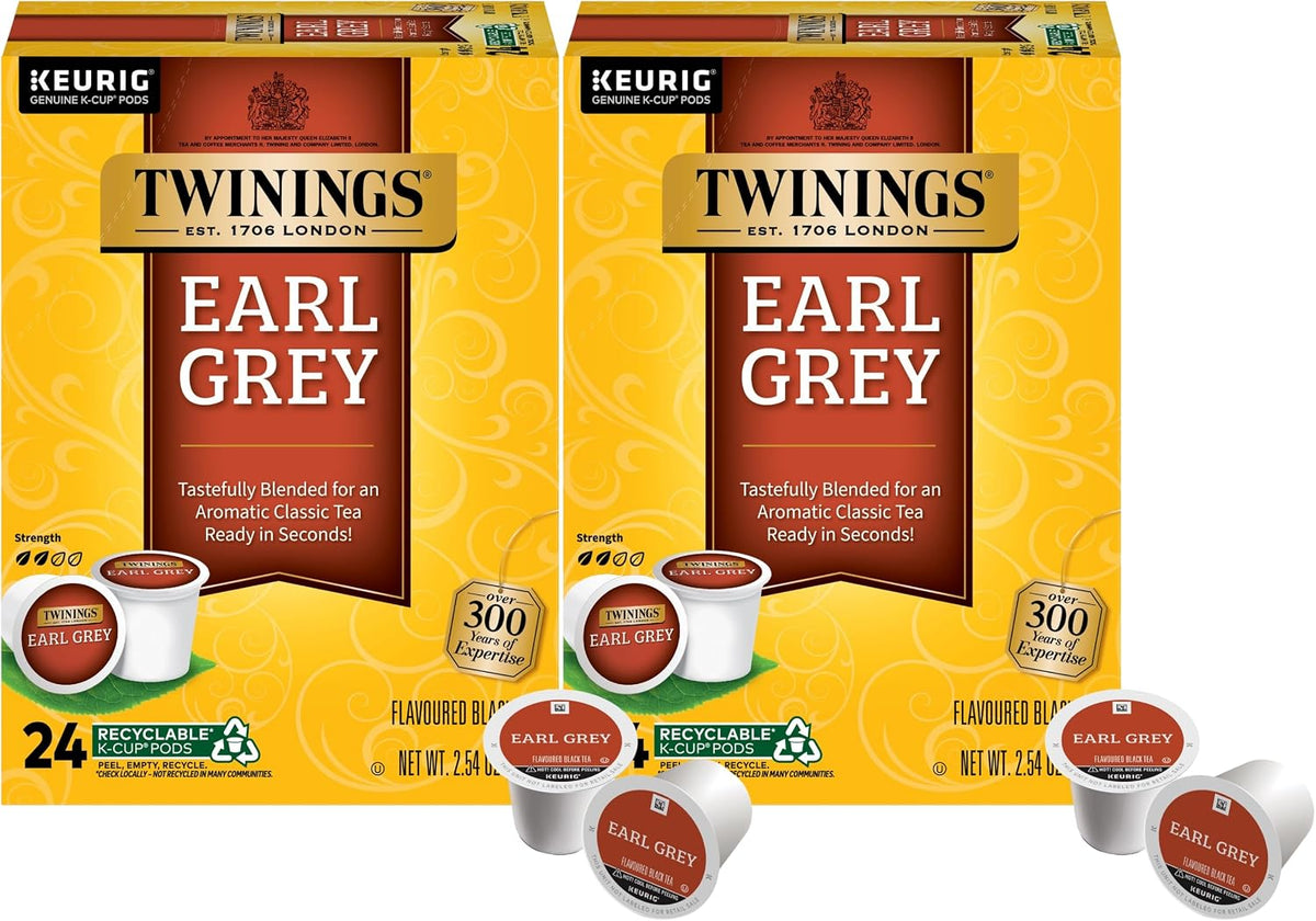 Twinings Earl Grey Black Tea K-Cup Pods for Keurig, 24 Count (Pack of 2)