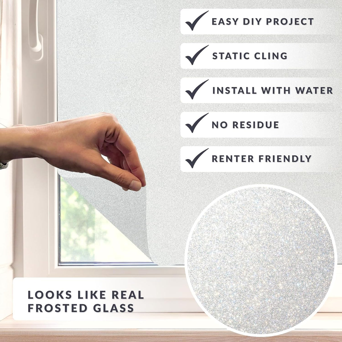 Blackout Light Effects Window Privacy Film by Artscape - Light Blocking Blackout Film, Static Cling, Full Coverage Privacy, Light Control, Helps Create a Calm, Focused Space - 17.72 x 72 Inch