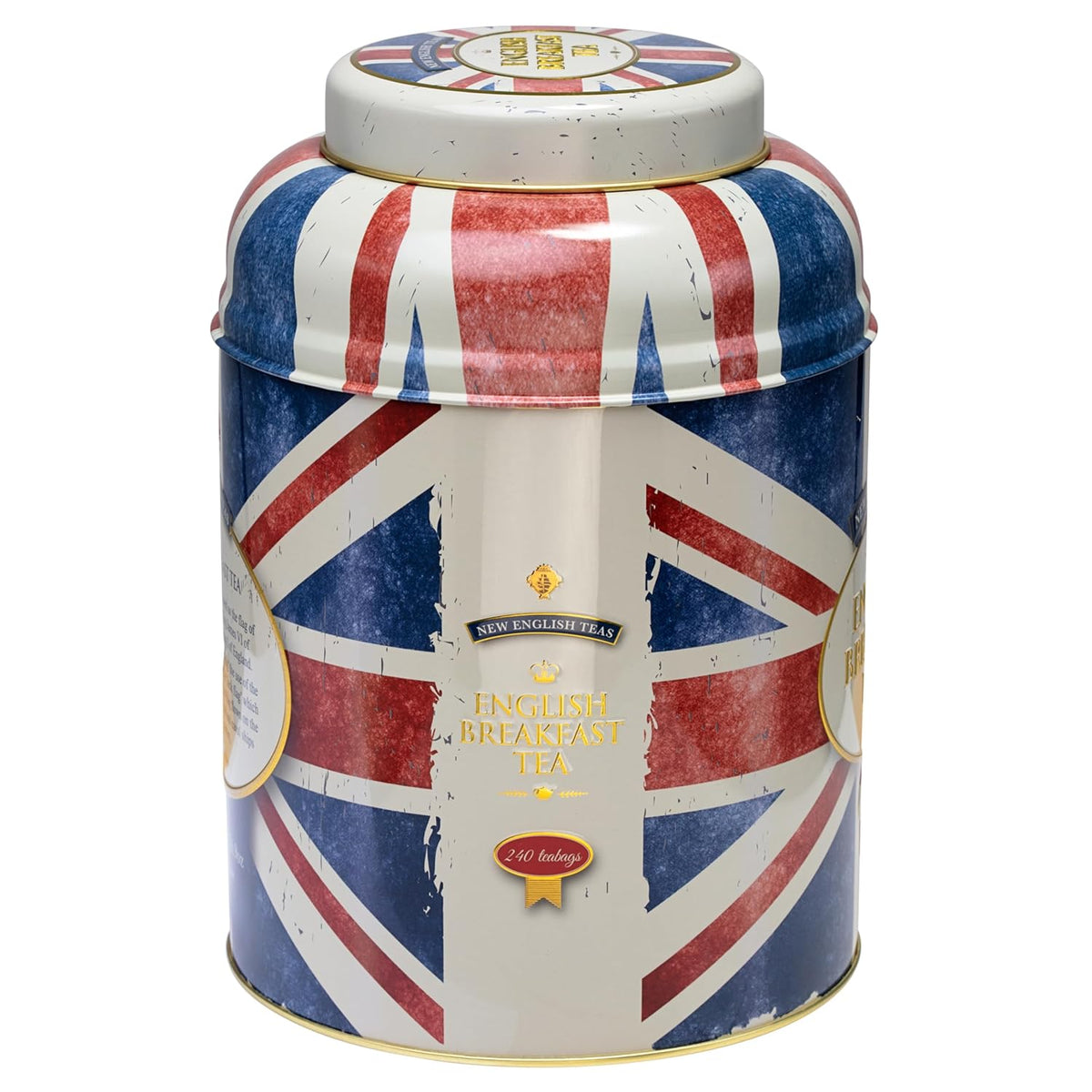 New English Teas Union Jack Tea Tin with 240 English Breakfast Tea Bags