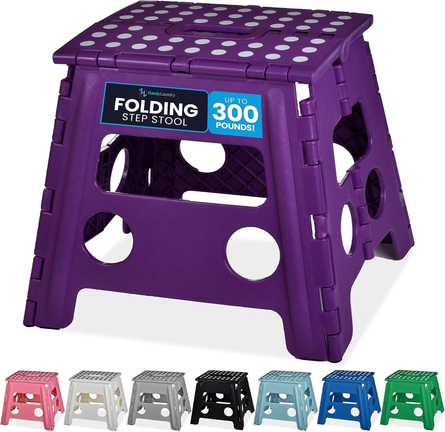 Handy Laundry Folding Step Stool - Sturdy Enough Collapsible Stool to Support Adults - Opens Easy with One Flip - Great for Kitchen, Bathroom or Bedroom (Black - 9 Inch)