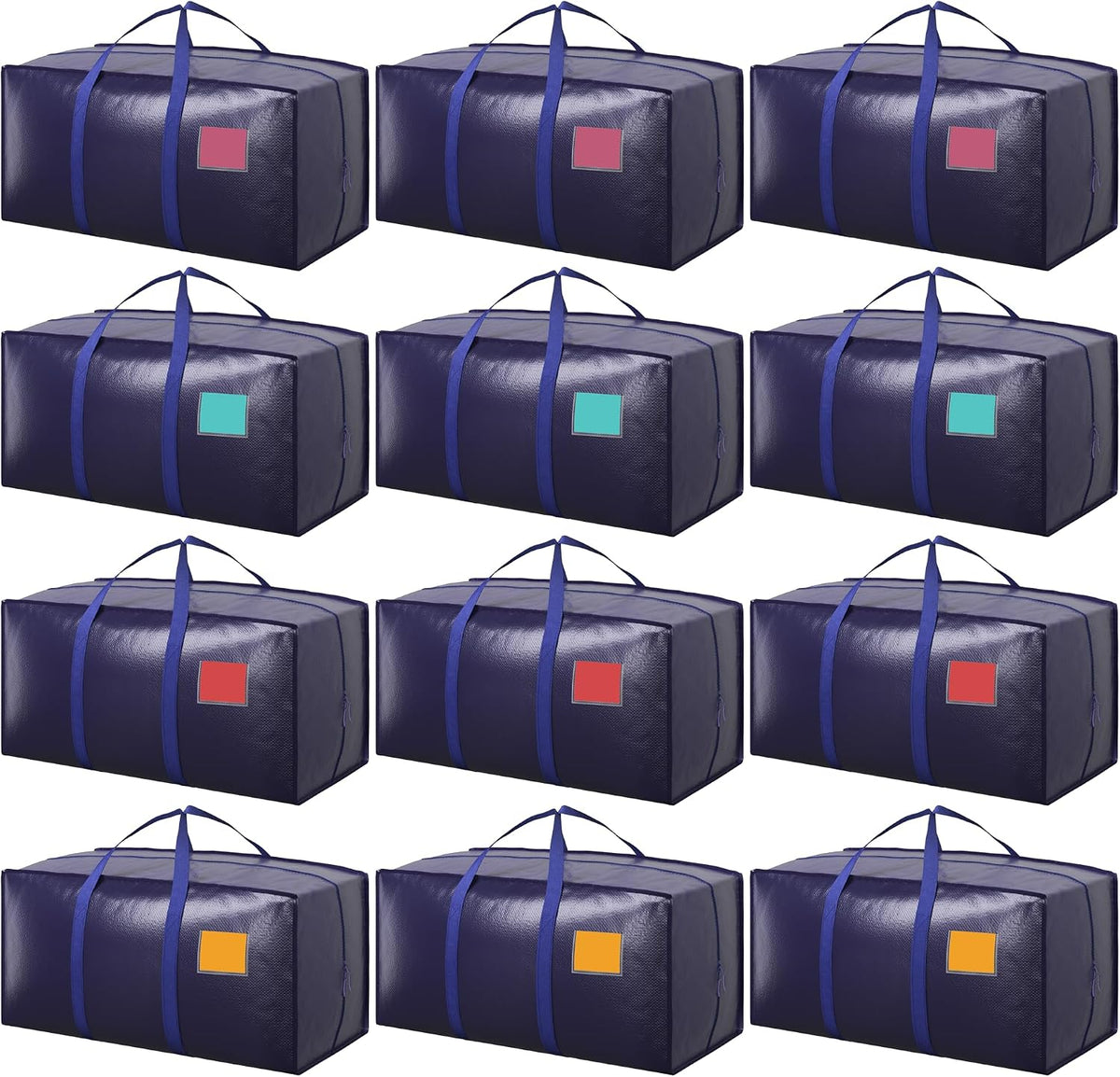 Moving Bags Heavy Duty 210GSM with Full-Open Side Zipper, 93L 220lbs Waterproof Foldable Storage Totes for College Dorm Move-In, Moving Boxes Alternative & Home Organization, Blue