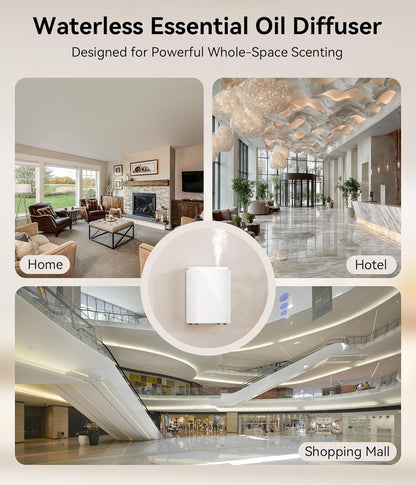 Essential Oil Diffuser - HVAC System, 5500 Sq.Ft Waterless Diffuser, Whole House & Aromatherapy Diffuser, Oil Diffuser for Office Home Large Room, WiFi & Bluetooth App Control, Black