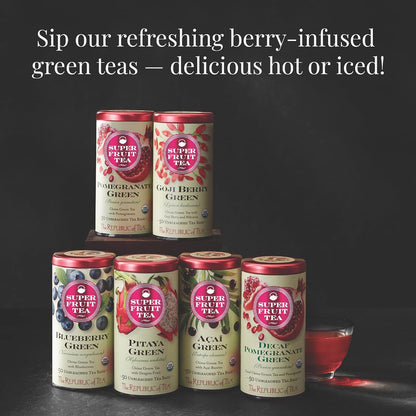 The Republic of Tea SuperFruit Pomegranate Green Tea, Low Caffeine, 50 Ct