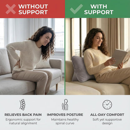 Pat. Pend. Corduroy Lumbar Support Back Pillow for Watching TV, Reading & Gaming, Ergonomic Triangle Support Cushion for Sofa, Armchair & Bed Sitting, Removable Washable Cover, Beige Gray